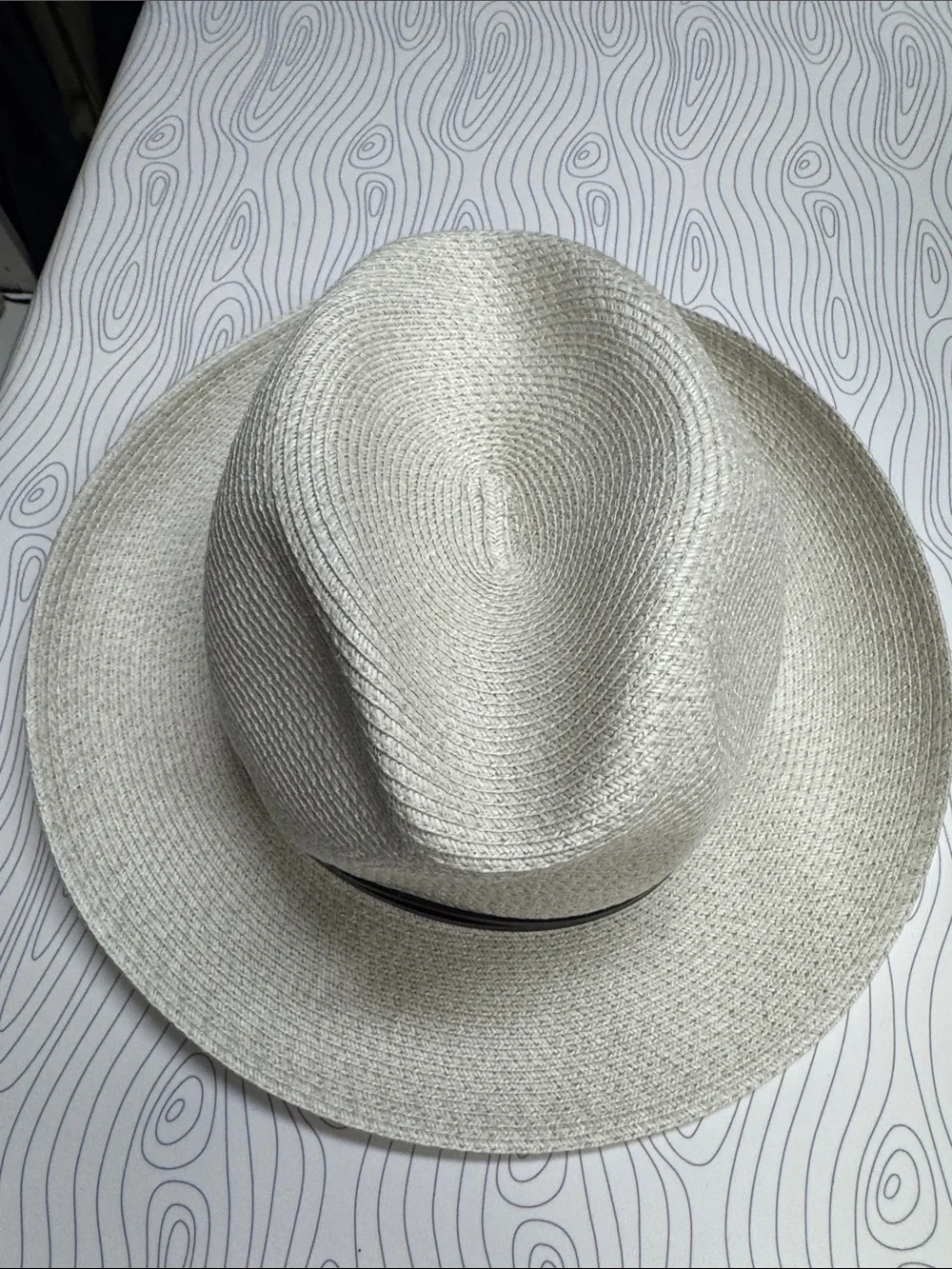 Hat - Cream with Brown Band - foldable, from France NWOT